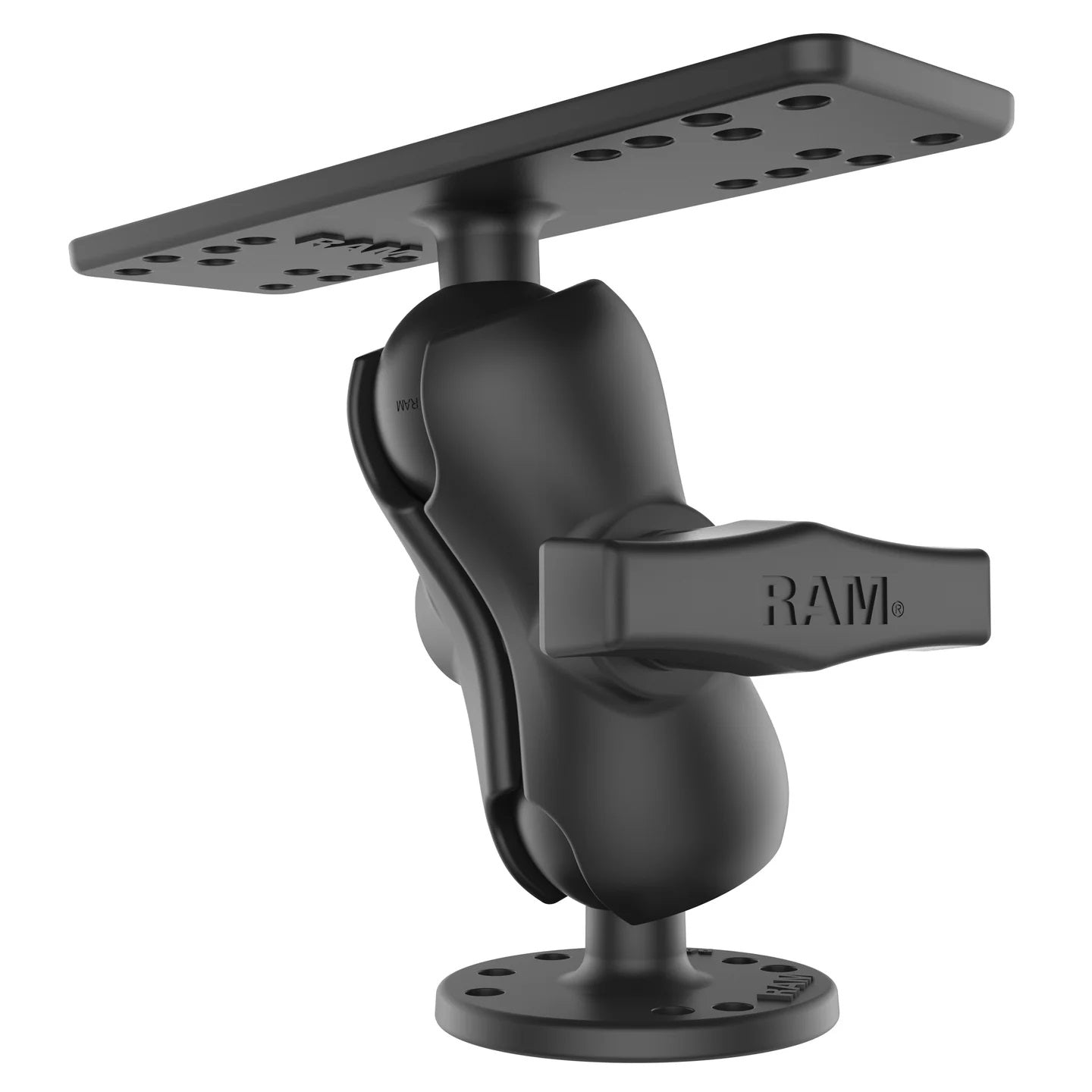 RAM 1.5" Ball Short Mount with 6.25" x 2" Rectangular Plate for Marine Electronics