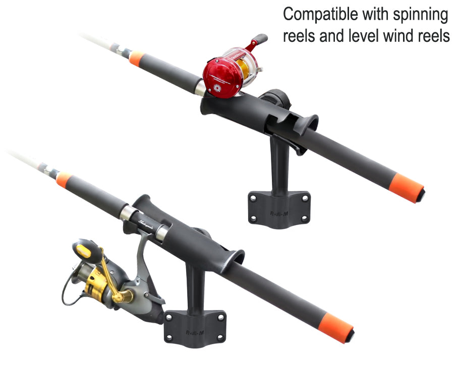 RAM Tube Jr. Fishing Rod Holder with 4" Spline Post and Bulkhead Base