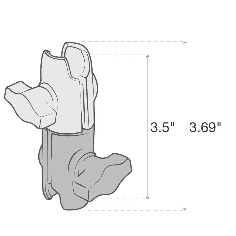 AM Composite Double Socket Swivel Arm for B Size 1" Ball Components | RAP-B-200-12U