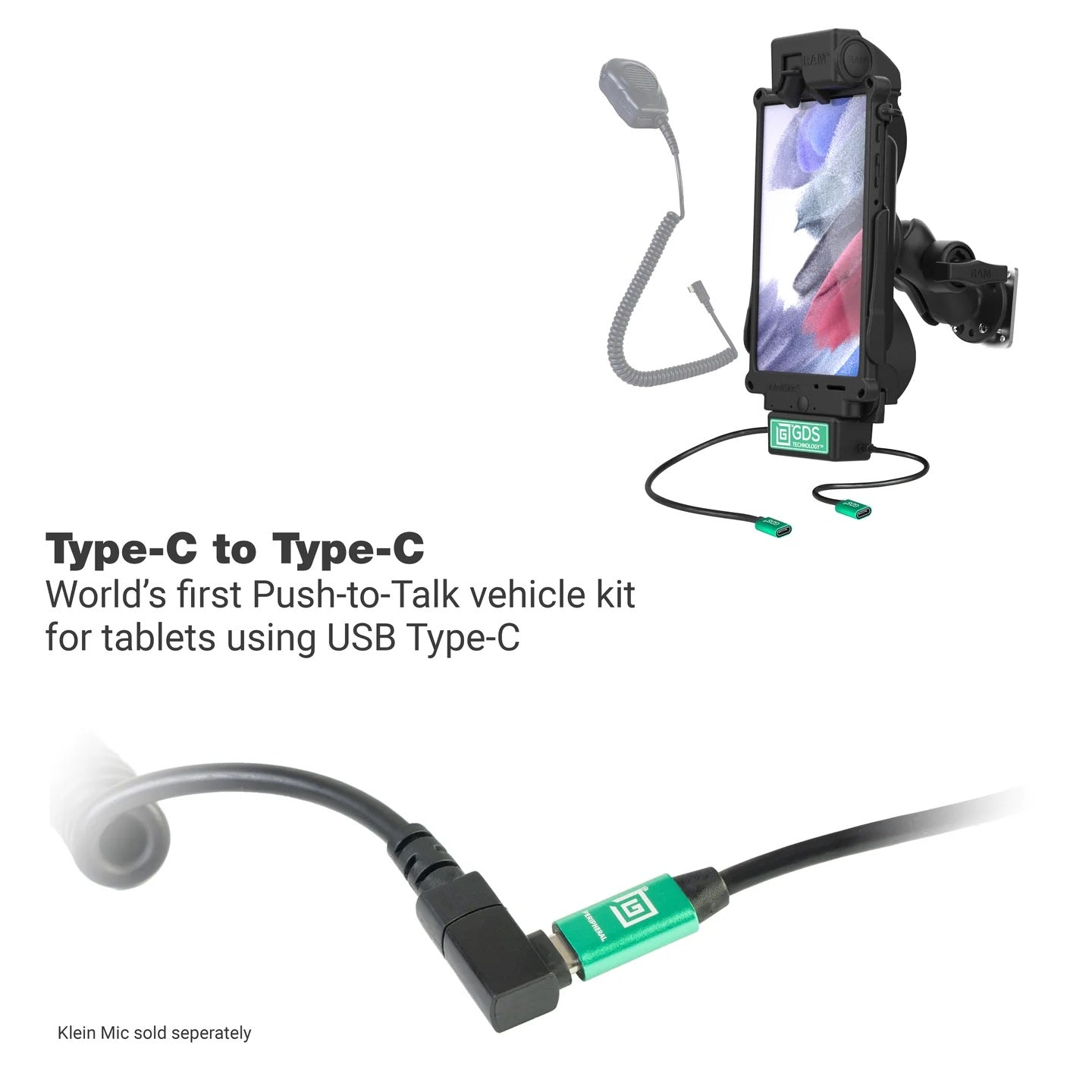 RAM GDS Tough-Dock Klein VALOR PTT Vehicle Bundle for Tab A7 Lite 8.7