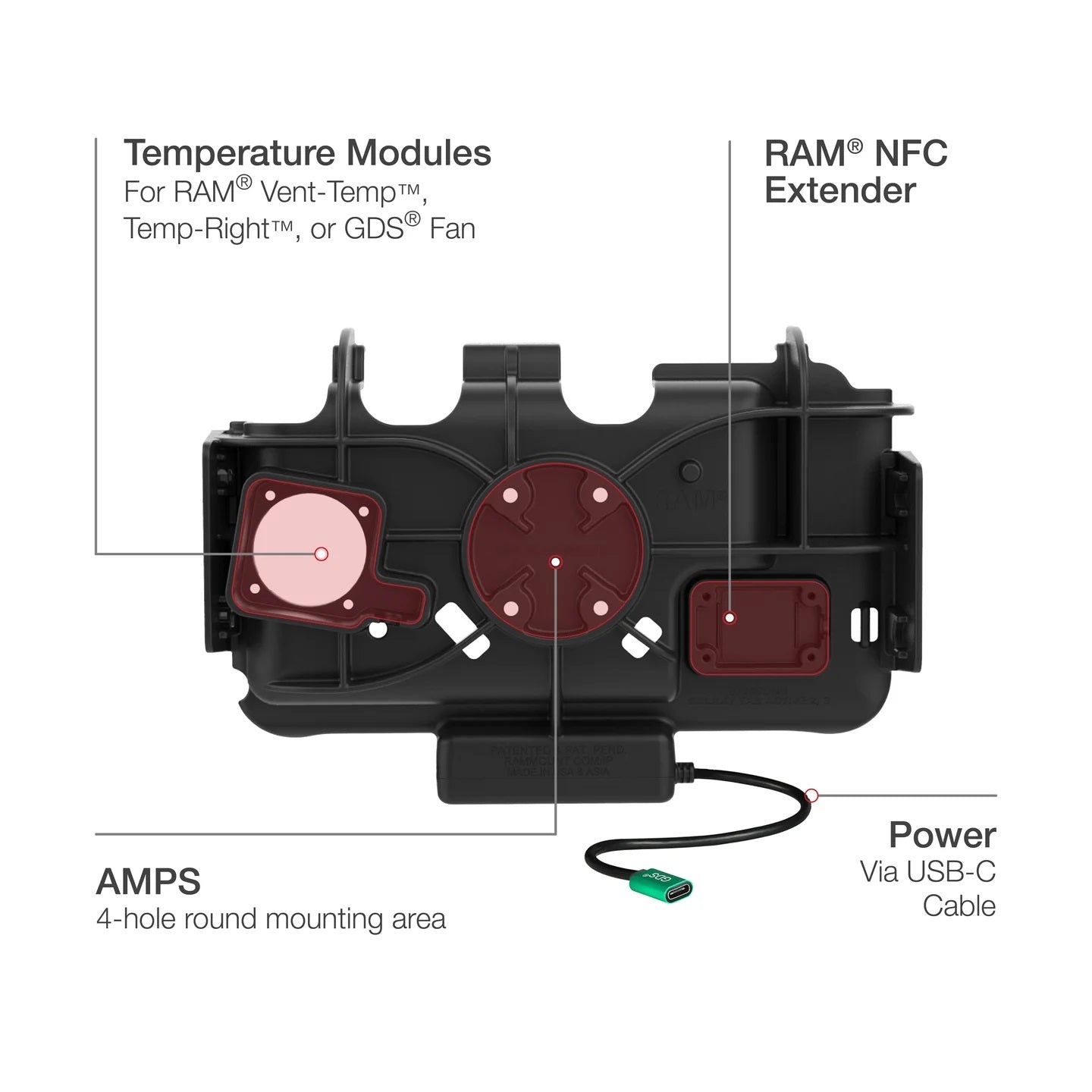 RAM EZ-Roll'r Modular USB-C Powered Dock for Samsung Tab Active5 & 3