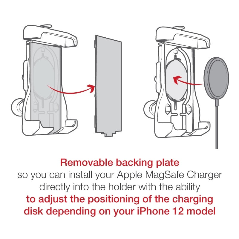 RAM Quick-Grip Phone Holder for Apple MagSafe Charger with B Size 1" Ball | RAM-HOL-UN15WBU