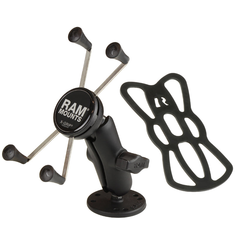 RAM® X-Grip® Large Phone Mount with Drill-Down Base – Heavy-Duty Adjustable Motorcycle, Car & Truck Phone Holder