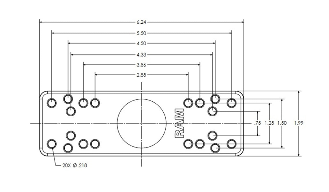 RAM® Horizontal 6" Swing Arm Drill-Down Mount for Fishfinders & Chartplotters