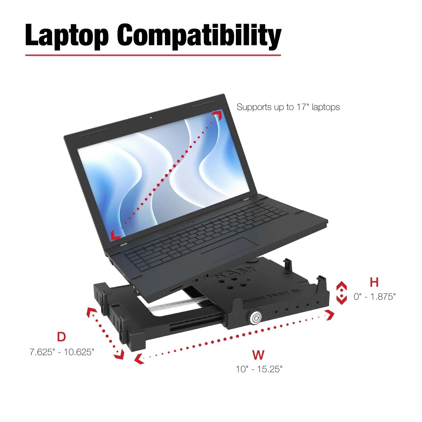 Laptop Tray for Vehicle Mounts – Spring-Loaded Tough-Tray III | RAM Mounts
