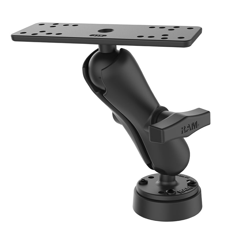 RAM 1.5" Ball Marine Mount with 6.25" x 2" Rectangular Plate and Cable Manager