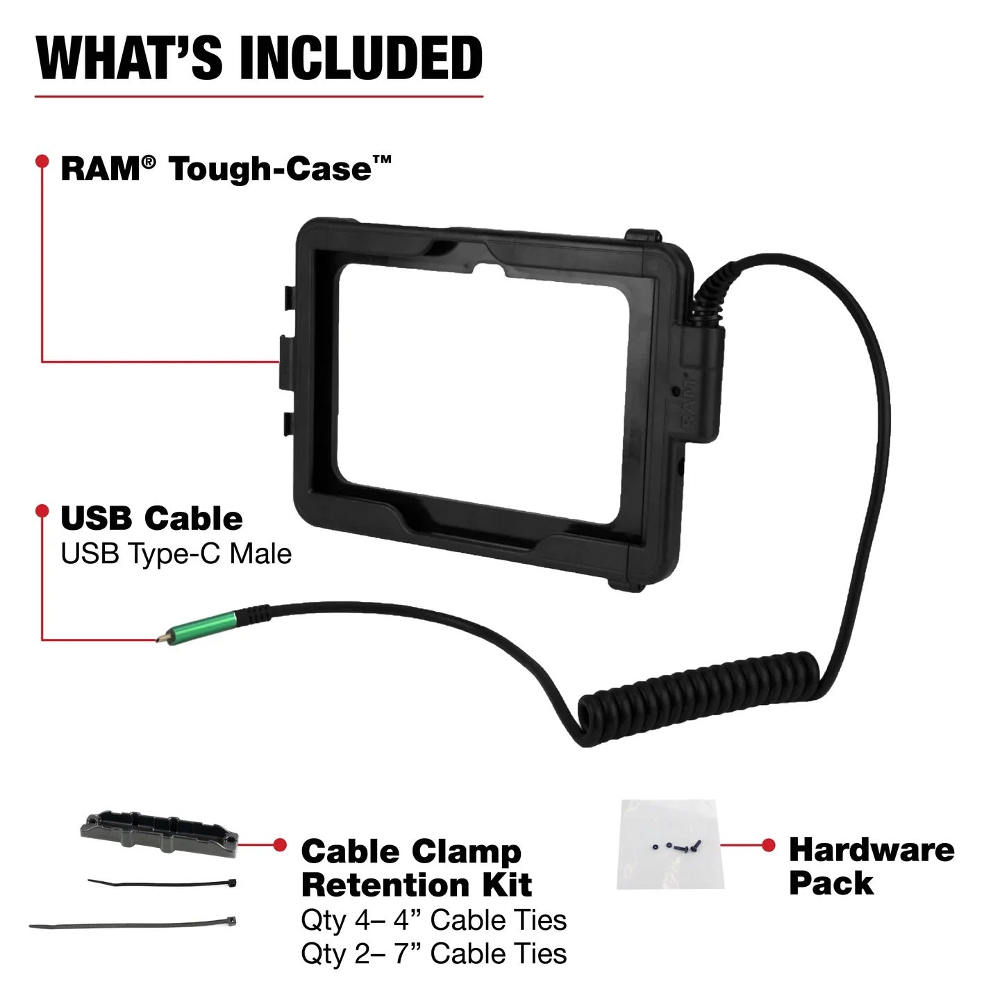 RAM Tough-Case for Samsung Tab Active Pro and Active4 Pro with Type-C Male USB