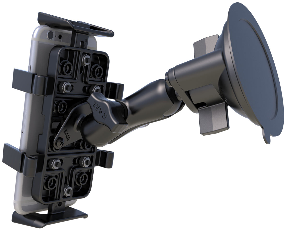 RAM Suction Cup 1" Ball Mount with Finger-Grip Holder for Phone, Radio & More