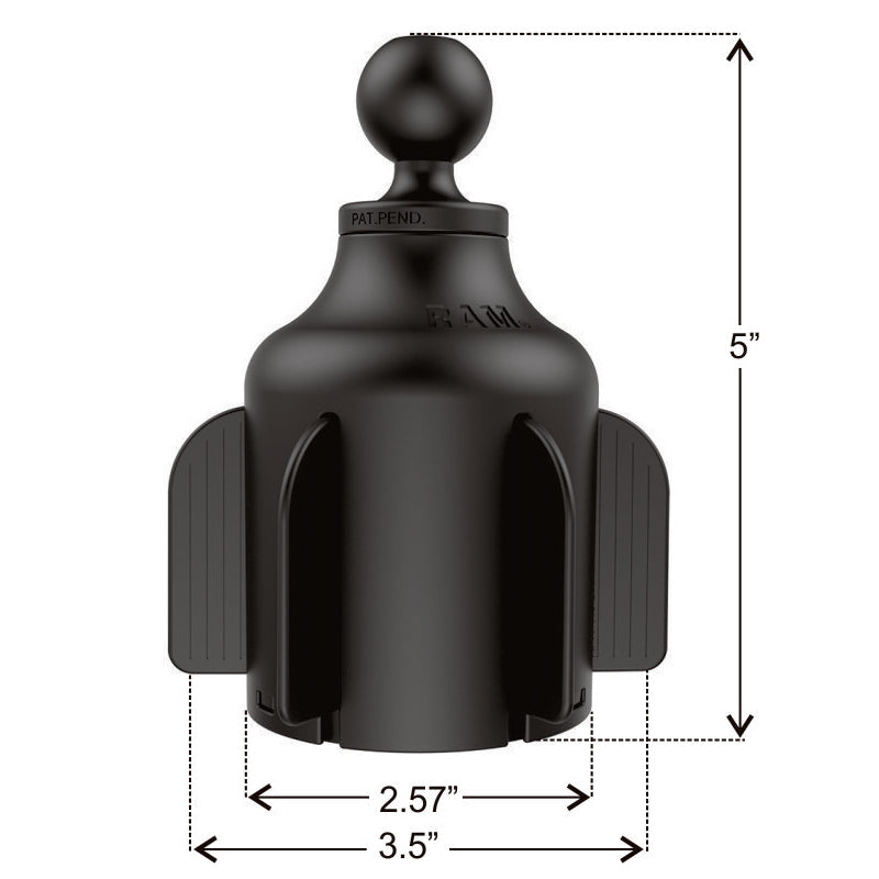 RAM Stubby Cup Holder Mount with 1" Ball & X-Grip Phone Holder – Universal Vehicle Cup Phone Mount