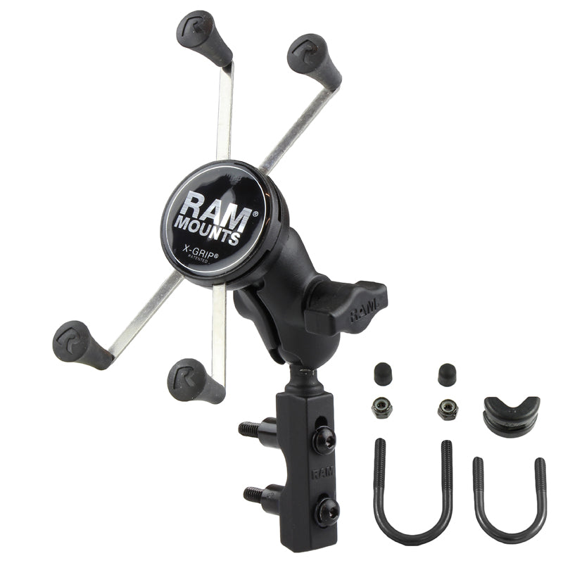 RAM Motorcycle Clutch / Brake Short Mount with X-Grip Cradle and Tether for Larger Phone