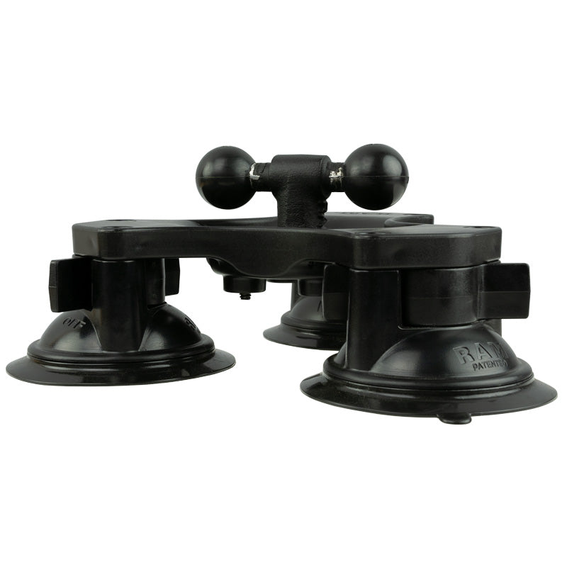 RAM Twist-Lock Triple Suction Cup Base with Double 1" Ball Base