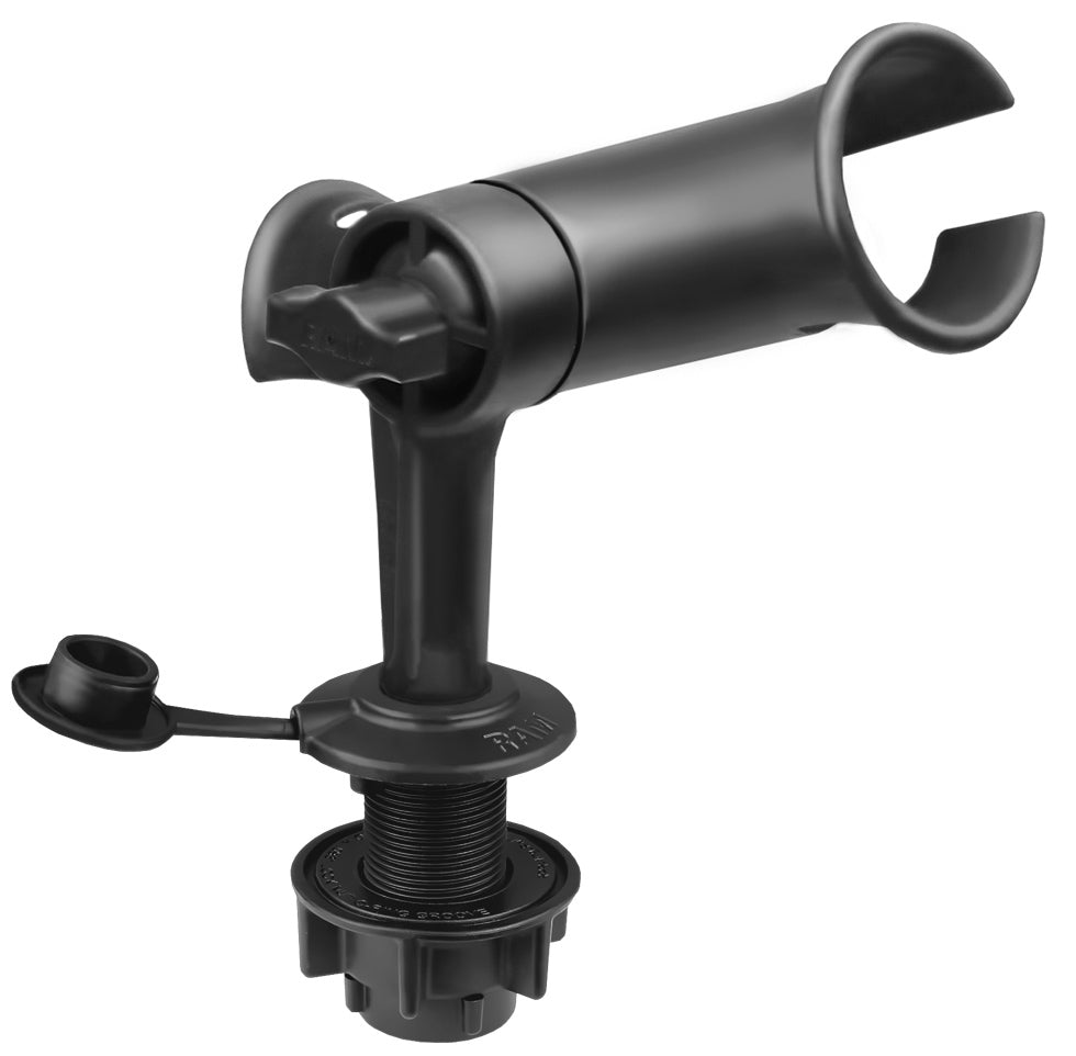 RAM Tube Jr. Fishing Rod Holder with 4" Spline Post and Round Flush Base