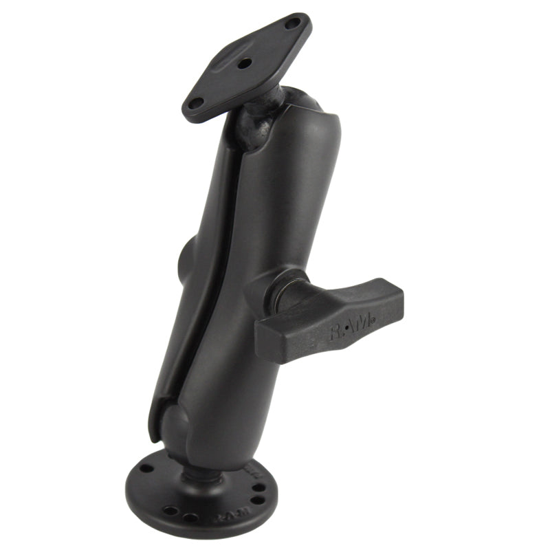 RAM Flat Surface Drill Down Mount with Round & Diamond 1.5" Ball Bases
