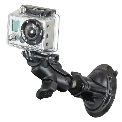 RAM Twist-Lock Suction Cup Short Mount with Camera Adapter for GoPro and Other Brands