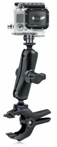 RAM Tough-Clamp Mount Base with Double Socket Arm and Custom GoPro Adapter