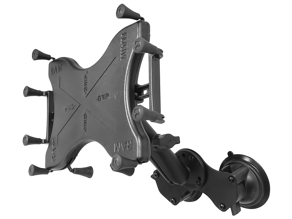 RAM Dual Suction Cup Long Mount with X-Grip Holder for 9 " - 10" Tablets