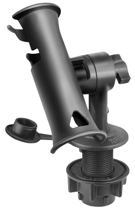 RAM Tube Jr. Fishing Rod Holder with 4" Spline Post and Round Flush Base
