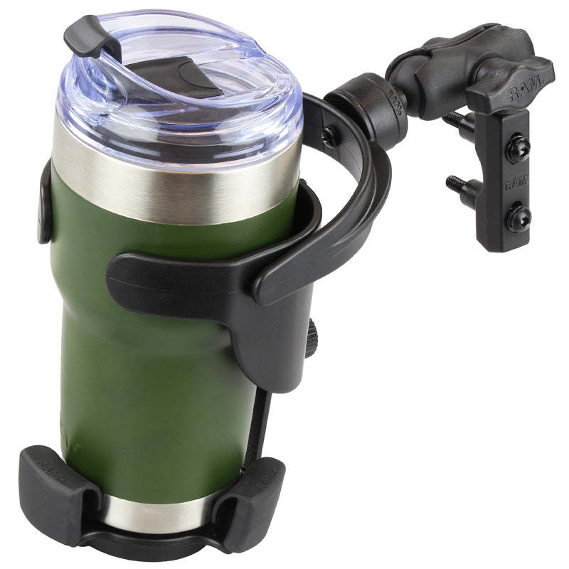 RAM Motorcycle Clutch / Brake Short Mount with Level Cup XL 32 oz Drink Cup Holder