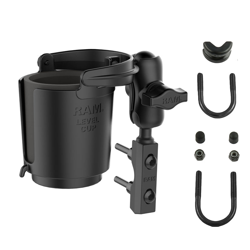RAM Clutch / Brake 1 Inch Ball Short Mount with Level Cup 16 oz Drink Cup Holder