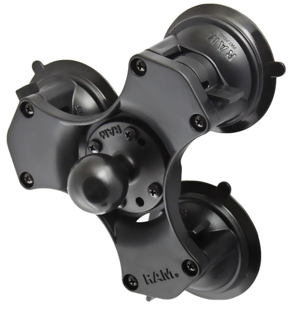 RAM Twist-Lock Triple Suction Cup Base with 1.5" Ball Adapter