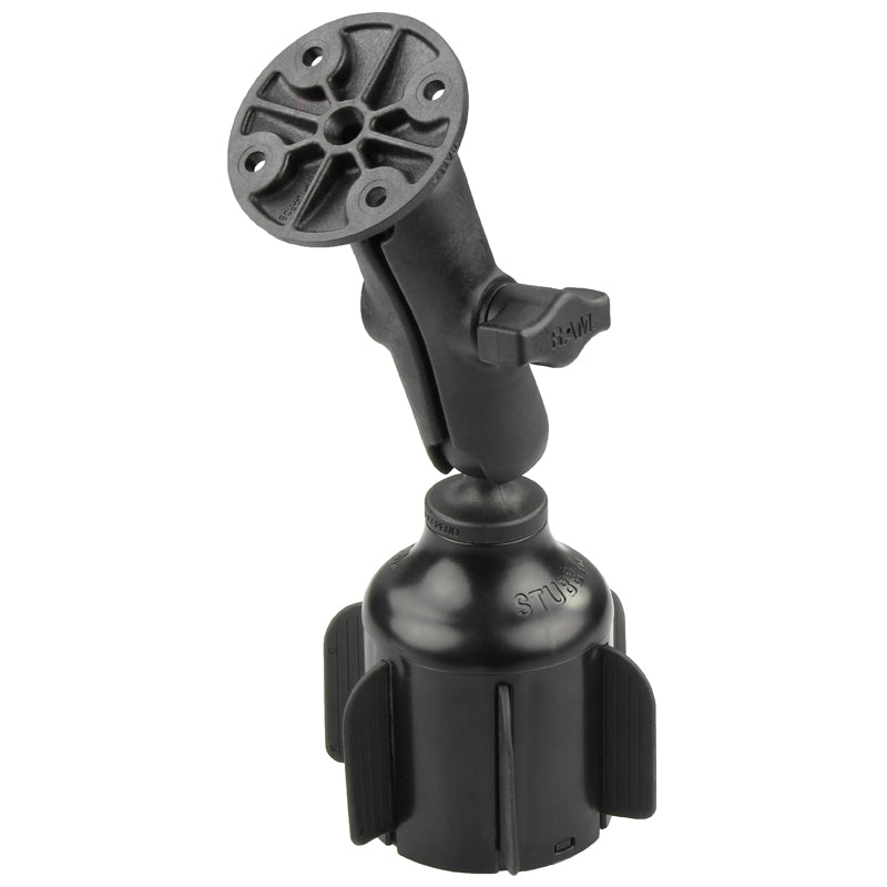 RAM Stubby Vehicle Cup Holder Mount with Round AMPS Plate