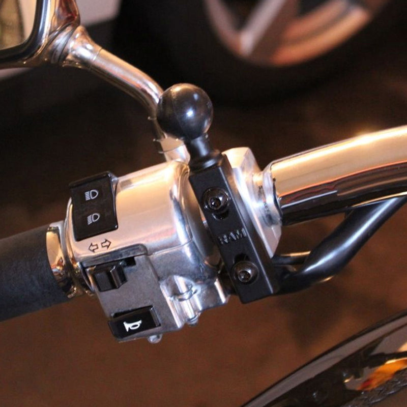 RAM Motorcycle Clutch / Brake Reservoir Mount Base with 1" Ball