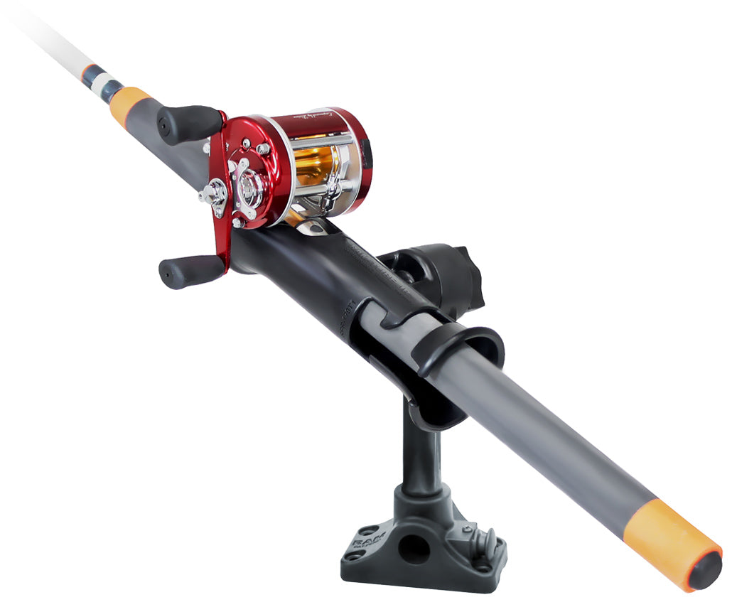 RAM Tube Jr Fishing Rod Holder with 6" Spline Post and Bulkhead/Flat Surface Base