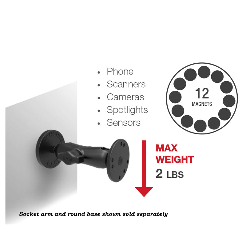 RAM Mount Tough-Mag 88mm Industrial Grade Magnetic Base with 1" Ball