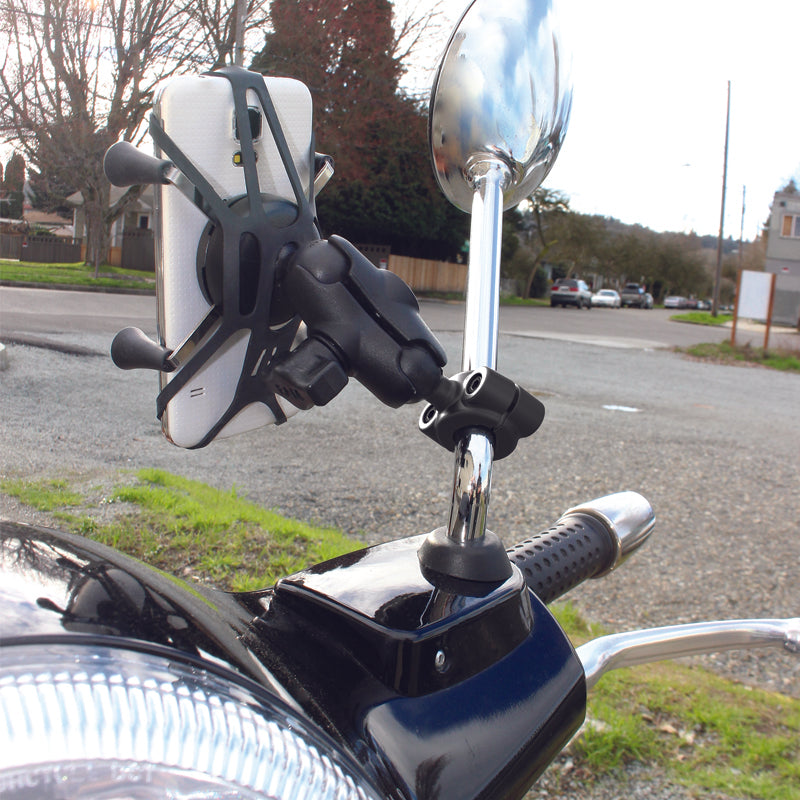 RAM Torque Short Motorcycle Mount with X-Grip Holder for 3/8" - 5/8" Mini Rail