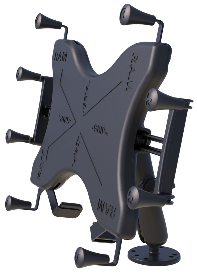 RAM Drill Down 1" Ball Long Mount with X-Grip Holder for 12" Tablets