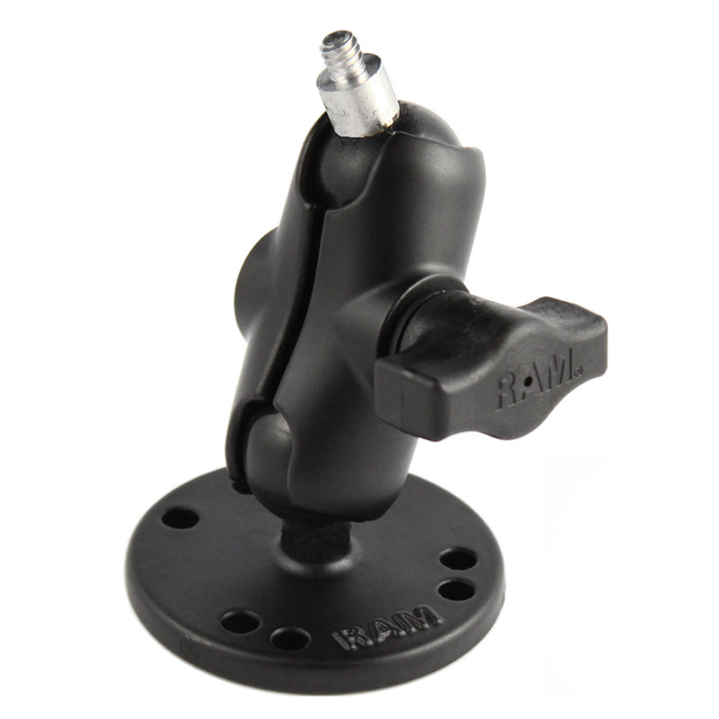 RAM Drill Down 1" Ball Short Mount with Round base and 1/4"-20 Threaded Stud