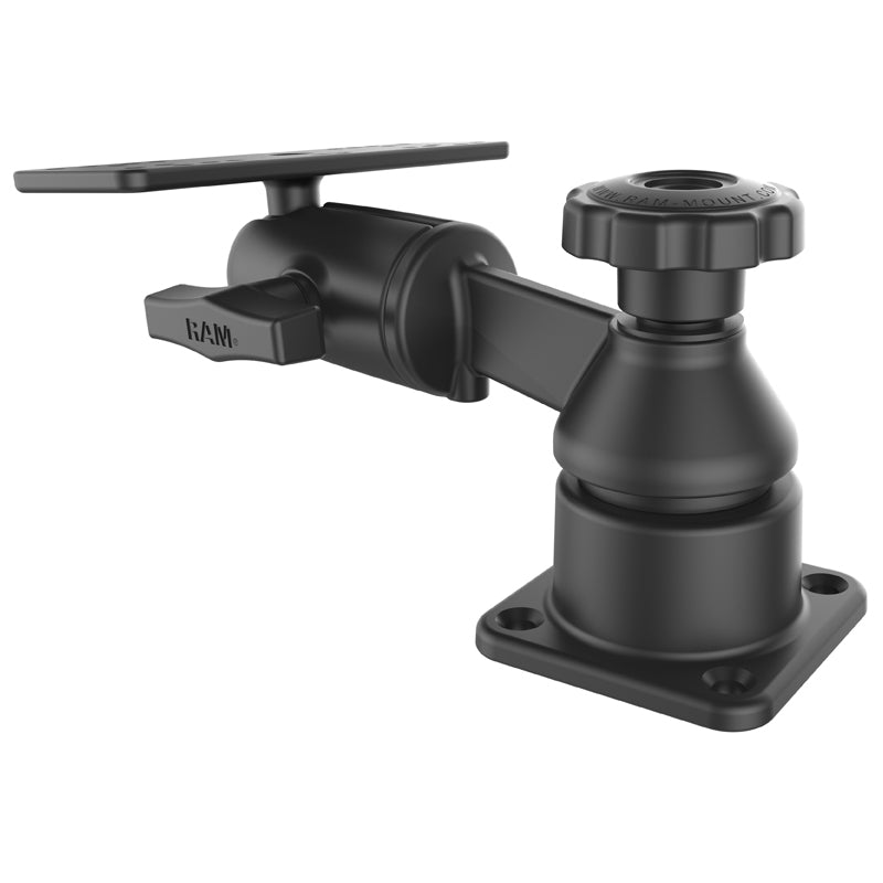 RAM Marine Mount with 6" Swing Arm, Rectangle Base, Swivel Ball and Horizontal Mounting Base