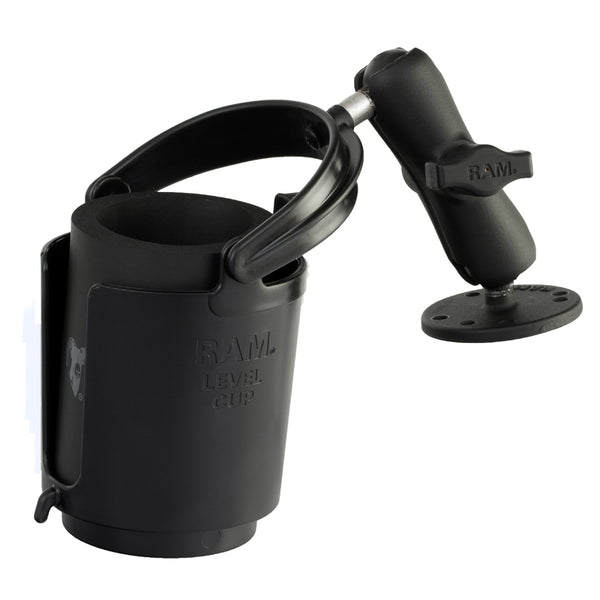 RAM Level Cup 16 oz Drink Cup Holder Mount with Round Drill Down Base