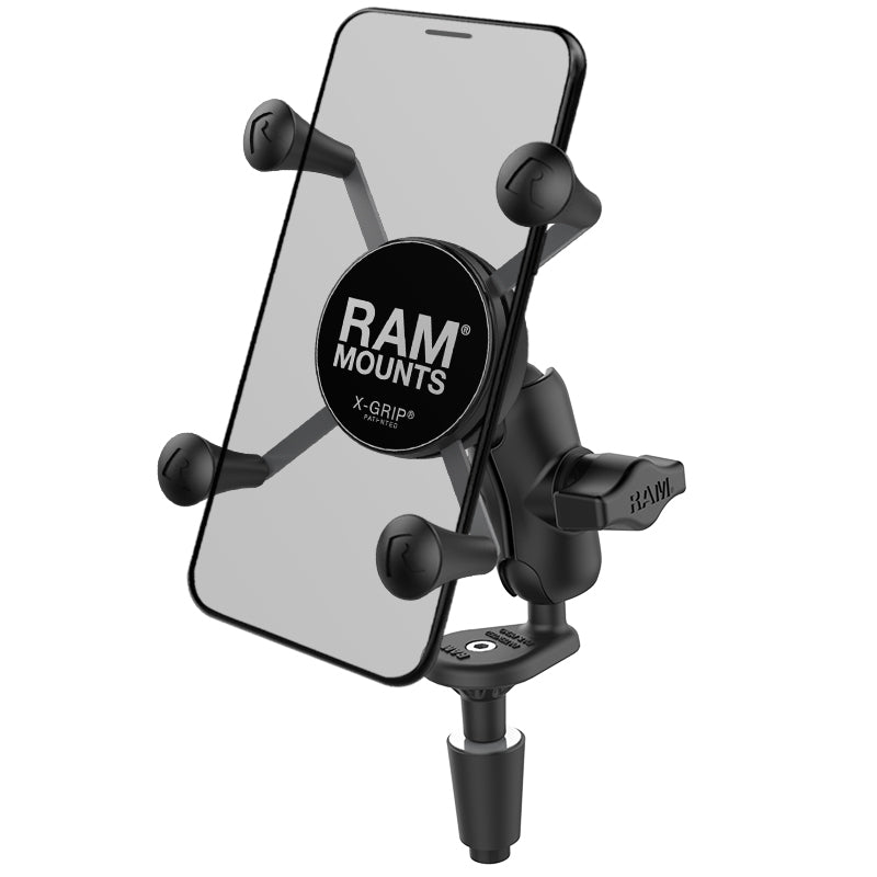 Motorcycle Fork Stem Phone Mount – RAM® X-Grip® Holder with Short Arm (1" Ball)