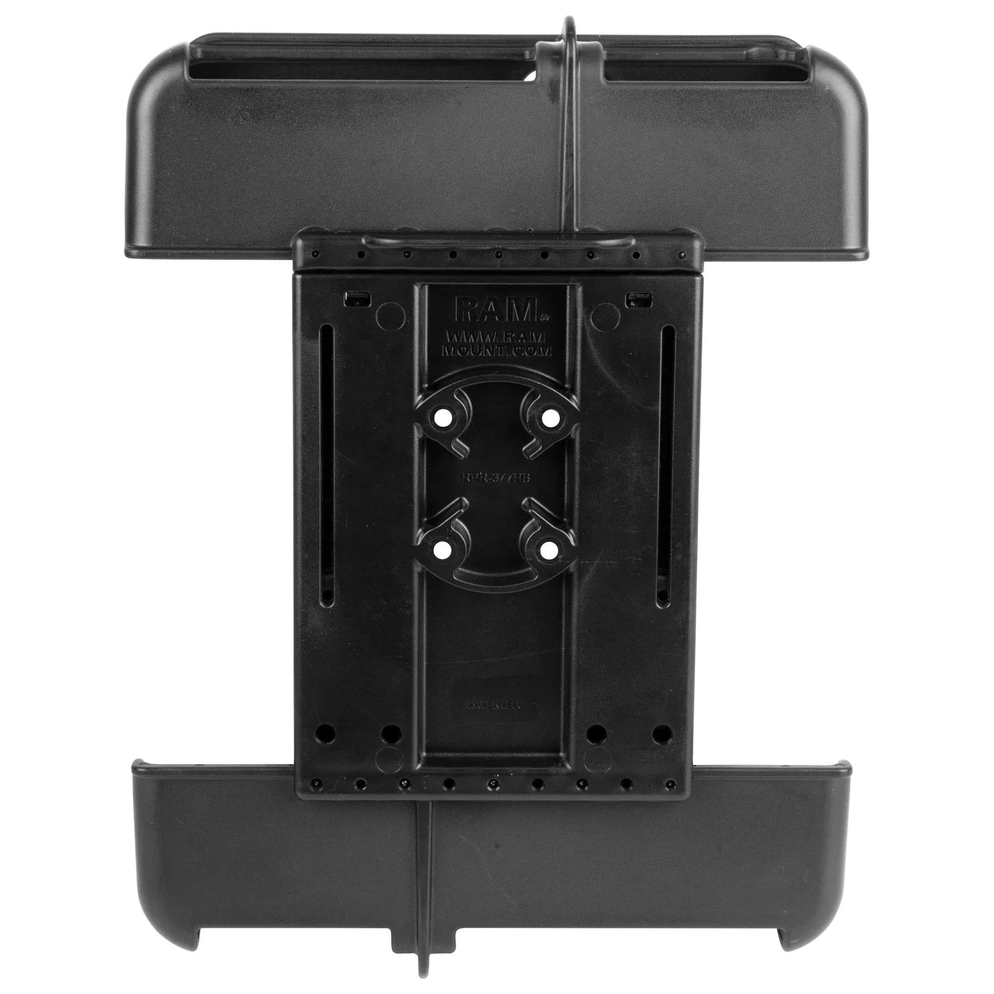 Rear view of RAM Tab-Tite tablet holder for rugged tablets with open-slot support cups