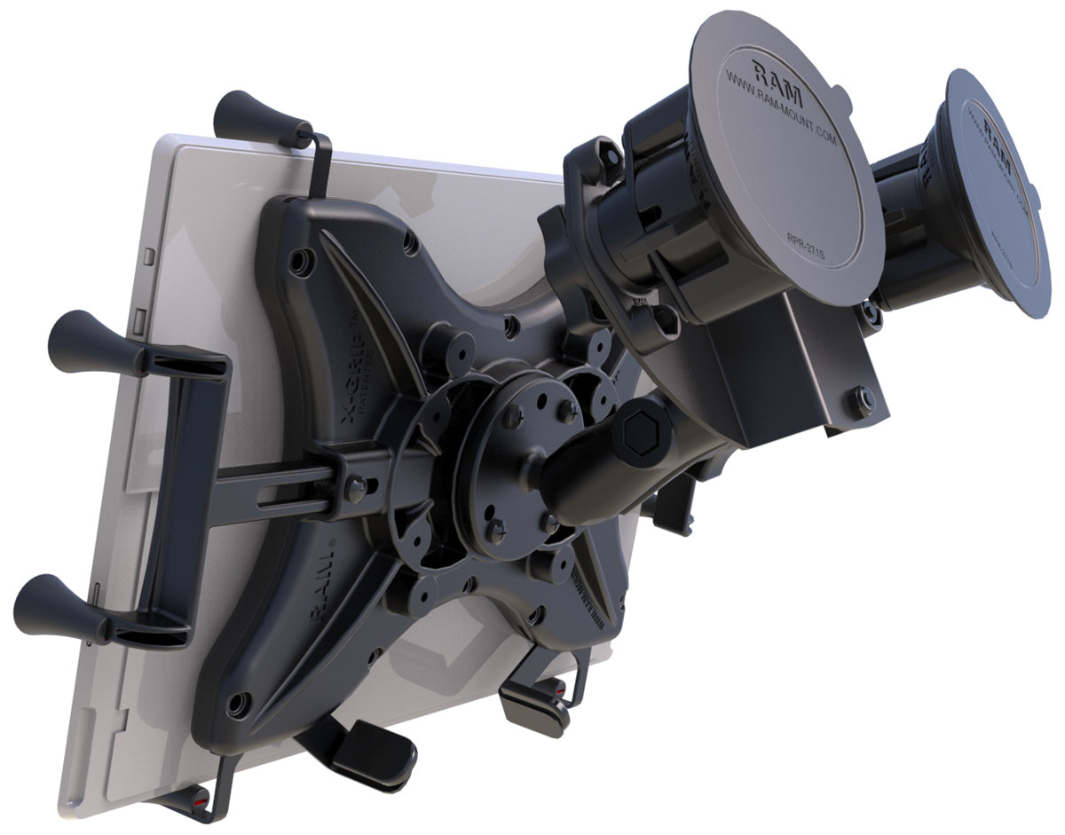 RAM® X-Grip® 12"–13" Tablet Mount with Twist-Lock Pivot Suction | Heavy-Duty Vehicle & Fleet Tablet Holder