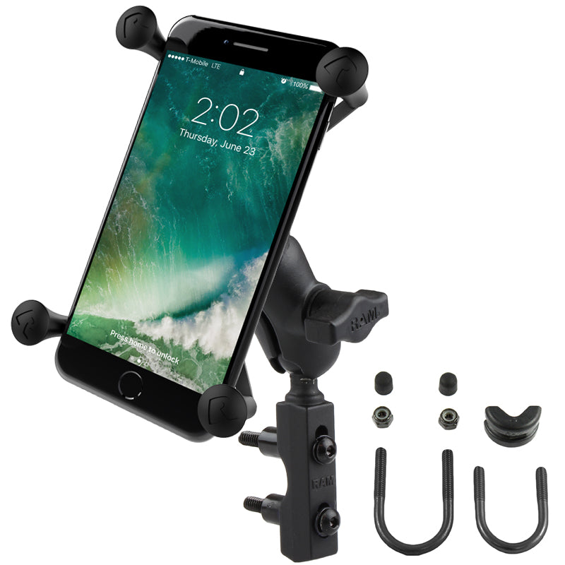 RAM X-Grip Large Phone Mount with Brake/Clutch Base – Short Arm Motorcycle Phone Holder