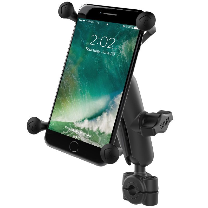 RAM X-Grip Large Phone Mount with Torque Small Rail Base & Medium Arm – Universal Motorcycle Handlebar Phone Holder