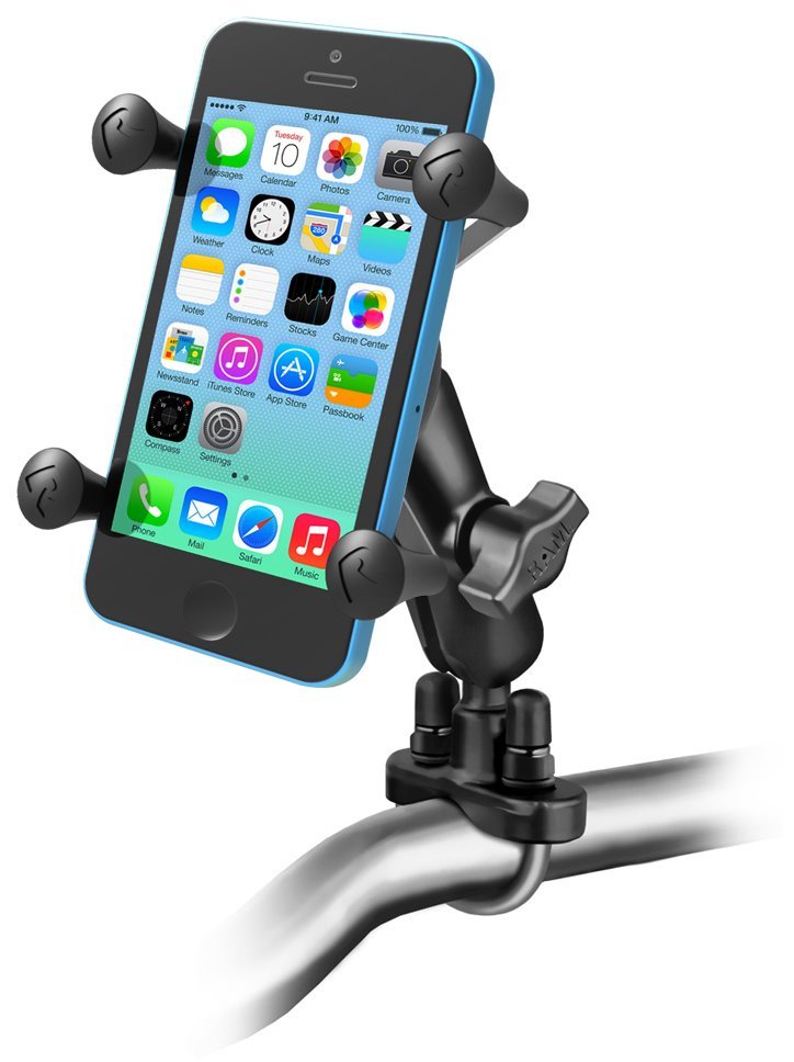 RAM X-Grip Medium Arm Phone Mount with 1" Ball & Motorcycle Handlebar U-Bolt Base – Rugged Adjustable Holder