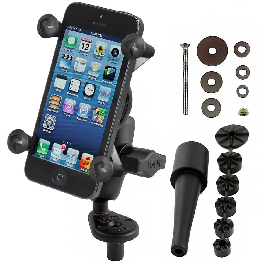 Motorcycle Fork Stem Phone Mount – RAM® X-Grip® Holder with Short Arm (1" Ball)