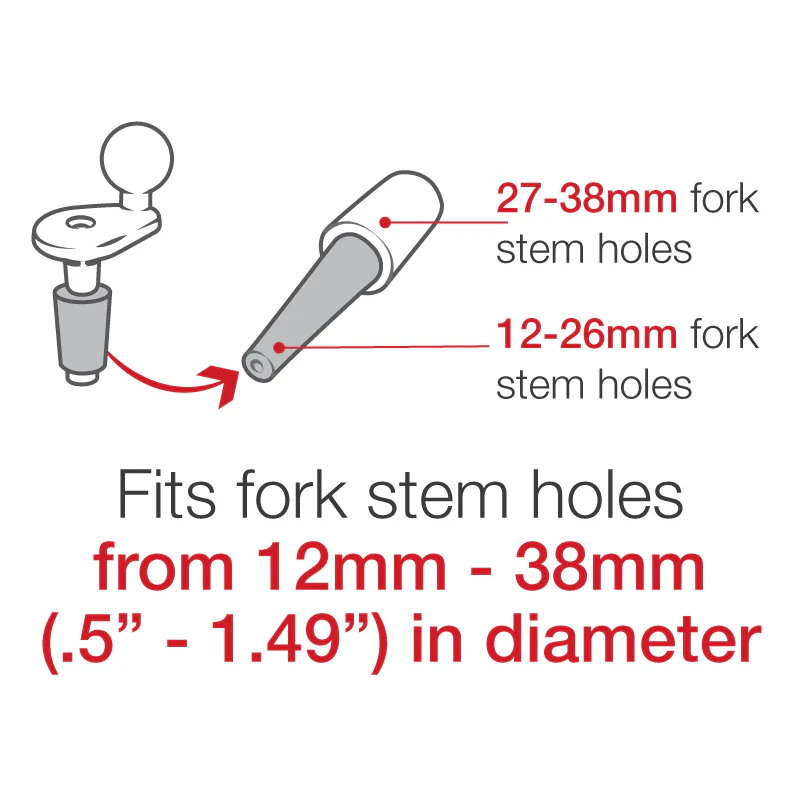 RAM Motorcycle Fork Stem Ball Base with B Size 1" Ball | RAM-B-342U