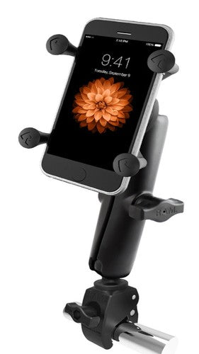 RAM X-Grip Long Arm Phone Mount with Tough-Claw Small Clamp – Universal Motorcycle, Bike & ATV Handlebar Holder