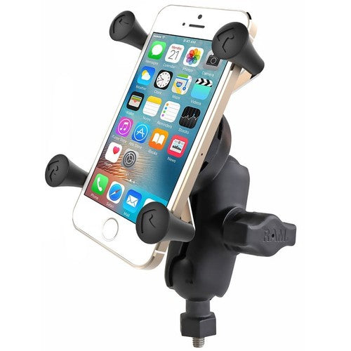Rugged RAM X-Grip Phone Mount with M6-1 x 6mm Tough-Ball Base & Short Arm