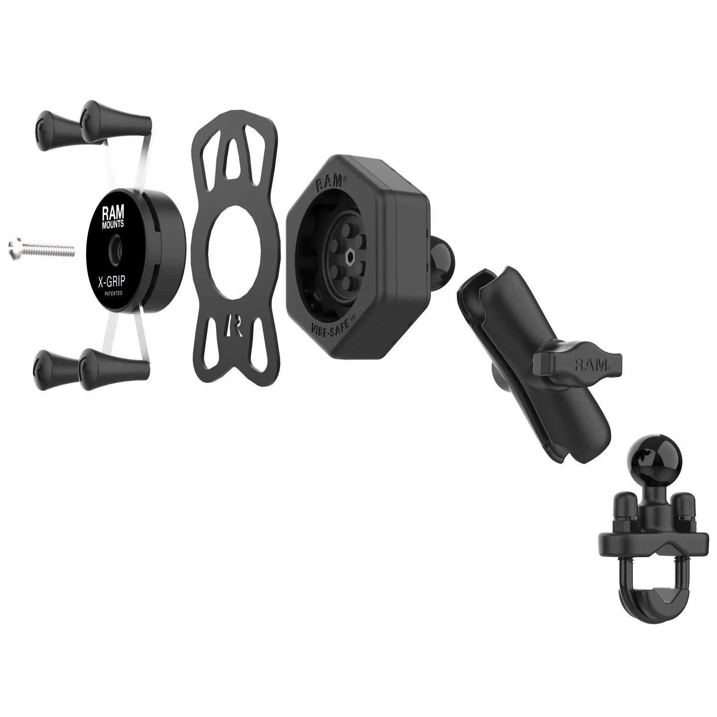 RAM X-Grip Motorcycle Phone Mount with Vibe-Safe Vibration Dampener & U-Bolt Handlebar Base – Medium Device Holder