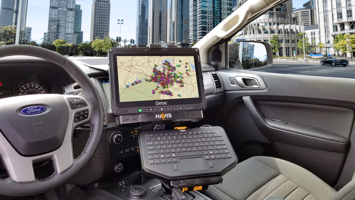 Havis Docking Station Package for Getac K120 Rugged Tablet with Triple Pass-Thru Antenna Connections, External Power Supply & Power Supply Mounting Bracket