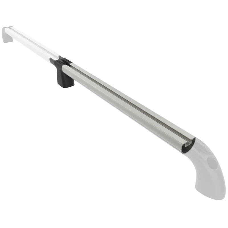 Metallic track with a black handle on a white background