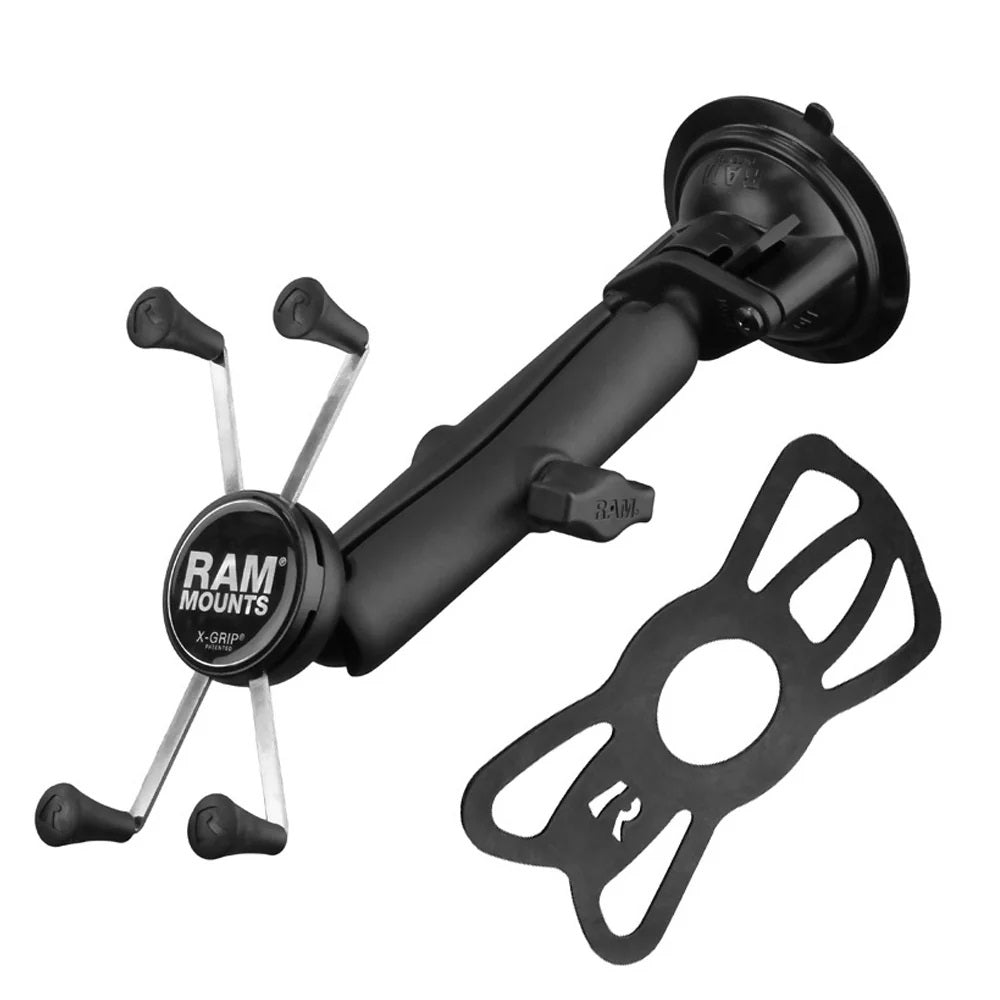 RAM X-Grip Large Phone Mount with Long Arm & Twist-Lock Suction Cup – Secure Windshield Mount for Cars, Trucks & Fleet Vehicles