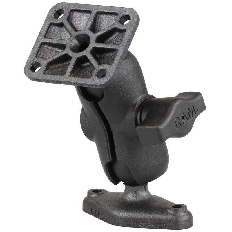 RAM Drill-Down Short Arm 1" Ball Mount with Square & Diamond AMPS Bases