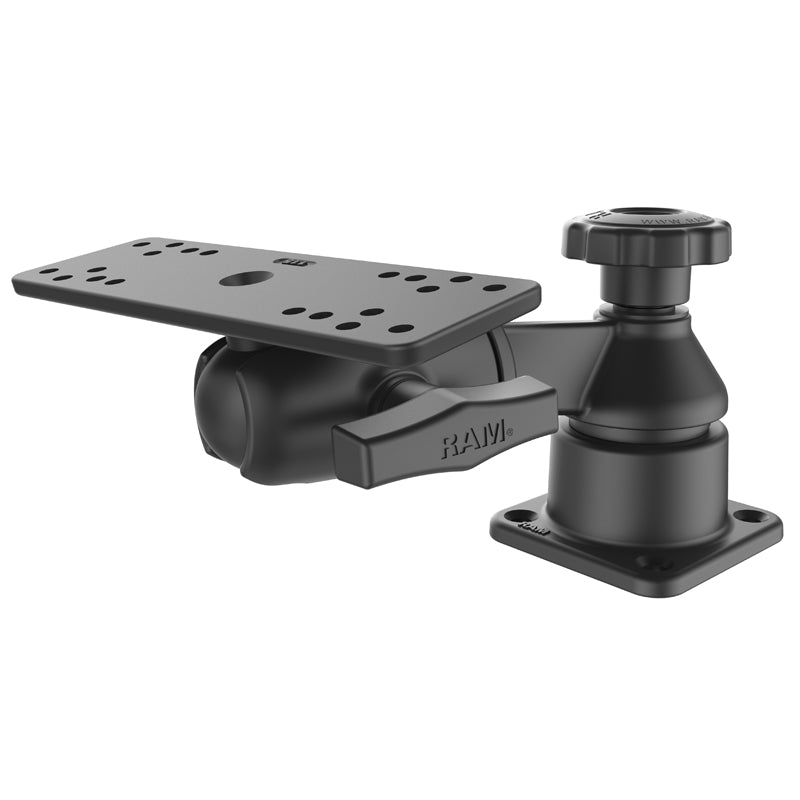 RAM Marine Mount with 6" Swing Arm, Rectangle Base, Swivel Ball and Horizontal Mounting Base