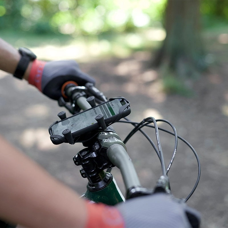 Rugged X-Grip Bike & Motorcycle Phone Mount with Tough-Strap Low-Profile Handlebar Base